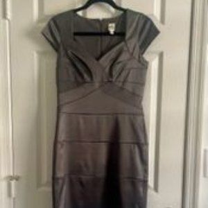 Sangria Grey Satin Bodycon Cocktail Dress Sz 4